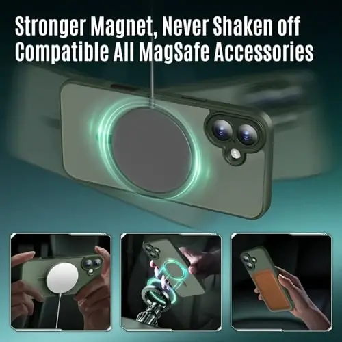 Symcele iPhone 16 Plus uchun mo'ljallangan g'ilof, MagSafe bilan mos, X2 maxfiylik ekran himoyachilari bilan, [Kamera himoyasi] [15FT Harbiy tomchi himoyasi] Zarba o'tkazmaydigan telefon g'ilofi, 6.7