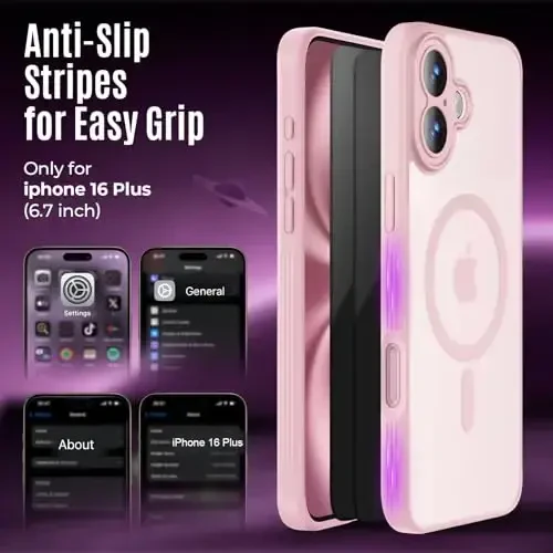 Symcele iPhone 16 Plus uchun mo'ljallangan g'ilof, MagSafe bilan mos, X2 maxfiylik ekran himoyachilari bilan, [Kamera himoyasi] [15FT harbiy tomchi himoyasi] zarbga chidamli telefon g'ilofi, 6.7