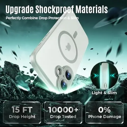 Symcele iPhone 16 Plus uchun mo'ljallangan g'ilof, MagSafe bilan mos, X2 Maxfiylik ekran himoyachilari bilan, [Kamera himoyasi] [15FT Harbiy tomchidan himoya] Zarbadan himoya qiluvchi telefon g'ilofi, 6.7