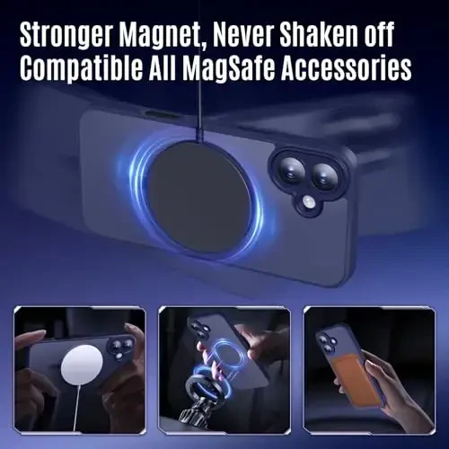 Symcele iPhone 16 Plus uchun mo'ljallangan g'ilof, MagSafe bilan mos, X2 maxfiylik ekran himoyachilari bilan, [Kamera himoyasi] [15FT Harbiy tushishdan himoya] Zarbadan himoya telefon g'ilofi, 6.7