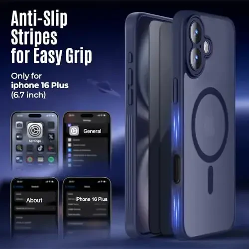 Symcele iPhone 16 Plus uchun mo'ljallangan g'ilof, MagSafe bilan mos, X2 maxfiylik ekran himoyachilari bilan, [Kamera himoyasi] [15FT Harbiy tushishdan himoya] Zarbadan himoya telefon g'ilofi, 6.7