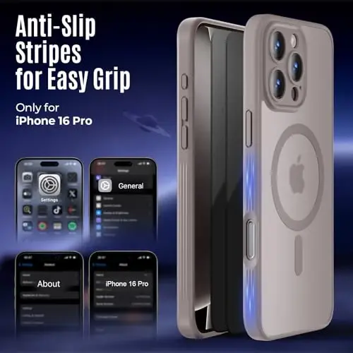 Symcele iPhone 16 Pro uchun mo'ljallangan g'ilof, MagSafe bilan mos, X2 maxfiylik ekran himoyachilari bilan, [Kamera himoyasi] [15FT harbiy tomchi himoyasi] zarbga chidamli telefon g'ilofi, 2024, tabiiy titan - 6