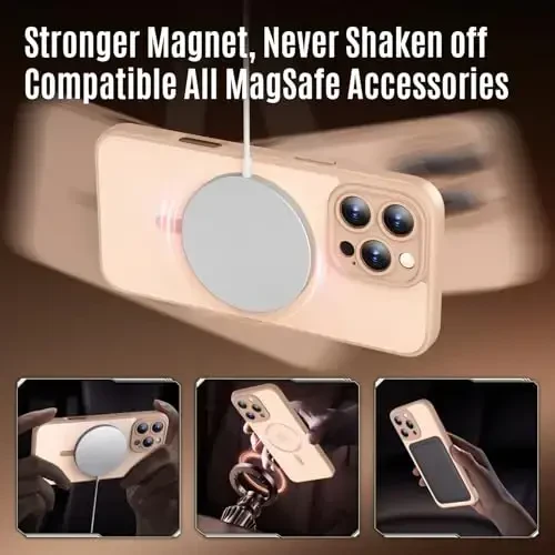 Symcele iPhone 16 Pro uchun mo'ljallangan g'ilof, MagSafe bilan mos, X2 Maxfiylik ekran himoyachilari bilan, [Kamera himoyasi] [15FT Harbiy tushishdan himoya] Zarba o'tkazmaydigan telefon g'ilofi, 2024, Ochiq jigarrang - 3