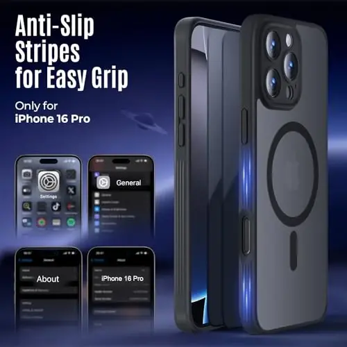 Symcele iPhone 16 Pro учун мо'лжалланган қора, MagSafe билан мос, X2 махфийлик экрани муҳофазаловчилари билан, [Камера муҳофазаси] [15FT ҳарбий тушишдан муҳофаза қилиш] зарбага чидамли телефон қораси, 2024, қора - 5