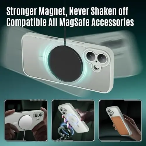 Symcele iPhone 17 G‘ilof uchun mo‘ljallangan, MagSafe bilan mos keladi, [Kamera muhofazasi] [15FT Harbiy darajadagi tushishdan himoya] Zarbga chidamli shaffof mat sirpanmaydigan telefon g‘ilofi, 6.3