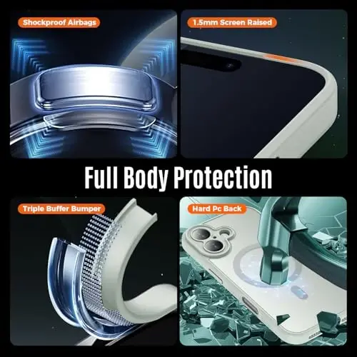 Symcele iPhone 17 G‘ilof uchun mo‘ljallangan, MagSafe bilan mos keladi, [Kamera muhofazasi] [15FT Harbiy darajadagi tushishdan himoya] Zarbga chidamli shaffof mat sirpanmaydigan telefon g‘ilofi, 6.3