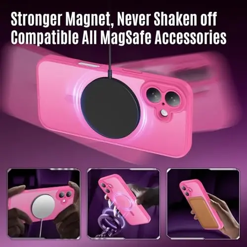 Symcele iPhone 17 g'ilofi uchun mo'ljallangan, MagSafe bilan mos, [Kamera himoyasi] [15FT harbiy darajadagi himoya] zarbalarga chidamli, shaffof matli, sirpanmaydigan telefon g'ilofi, 6.3