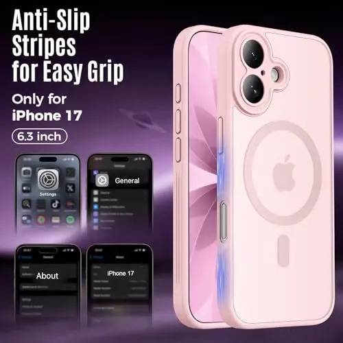 Symcele iPhone 17 Kılıf için Tasarlandı, MagSafe ile Uyumlu, [Kamera Koruması] [15FT Askeri Düşme Koruması] Darbeye Dayanıklı Yarı Saydam Mat Kaymaz Telefon Kılıfı, 6.3