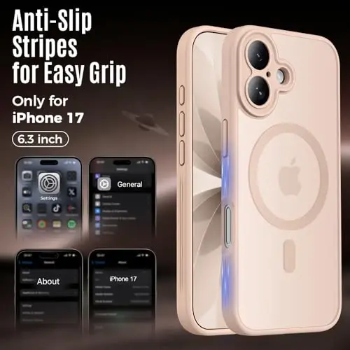 Symcele iPhone 17 Kılıf için Tasarlandı, MagSafe ile Uyumlu, [Kamera Koruması] [15FT Askeri Düşüş Koruması] Darbeye Dayanıklı Yarı Saydam Mat Kaymaz Telefon Kılıfı, 6.3