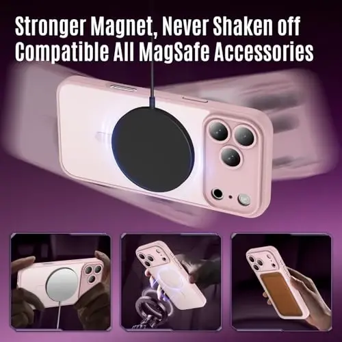 Symcele iPhone 17 Pro gʻilofi uchun moʻljallangan, MagSafe bilan mos keladi, [Kamera muhofazasi] [15FT Harbiy darajadagi tushishdan himoya] Zarbga chidamli yarim shaffof mat sirpanmaydigan telefon gʻilofi, 6.3