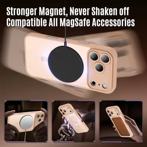 Symcele iPhone 17 Pro Kılıf için Tasarlandı, MagSafe ile Uyumlu, [Kamera Koruması] [15FT Askeri Düşme Koruması] Darbeye Dayanıklı Yarı Saydam Mat Kaymaz Telefon Kılıfı, 6.3