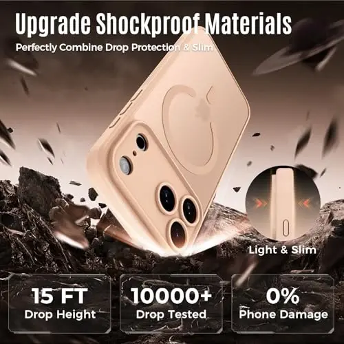 Symcele iPhone 17 Pro Kılıf için Tasarlandı, MagSafe ile Uyumlu, [Kamera Koruması] [15FT Askeri Düşme Koruması] Darbeye Dayanıklı Yarı Saydam Mat Kaymaz Telefon Kılıfı, 6.3