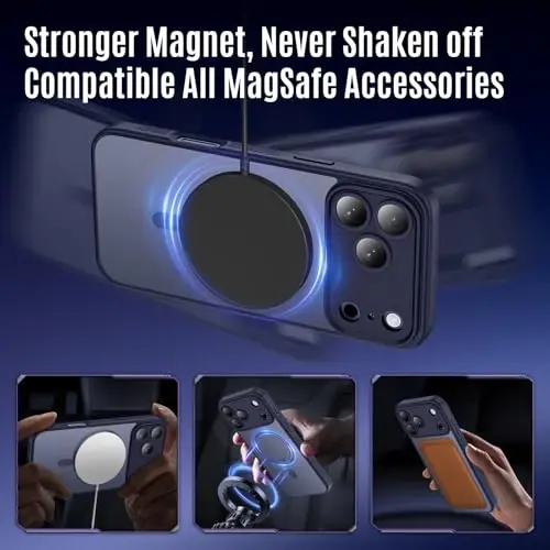 Symcele iPhone 17 Pro Kılıf için Tasarlandı, MagSafe ile Uyumlu, [Kamera Koruması] [15FT Askeri Düşme Koruması] Darbeye Dayanıklı Yarı Saydam Mat Kaymaz Telefon Kılıfı, 6.3