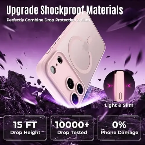 Symcele iPhone 17 Pro Kılıf için Tasarlandı, MagSafe ile Uyumlu, [Kamera Koruması] [15FT Askeri Düşme Koruması] Darbeye Dayanıklı Yarı Saydam Mat Kaymaz Telefon Kılıfı, 6.3