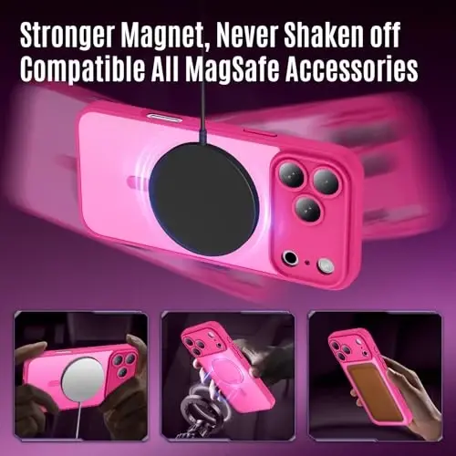 Symcele, iPhone 17 Pro Max Kılıf için Tasarlandı, MagSafe ile Uyumlu, [Kamera Koruması] [15FT Askeri Düşme Koruması] Darbeye Dayanıklı Yarı Saydam Mat Kaymaz Kılıf, 6.9
