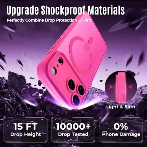 Symcele, iPhone 17 Pro Max Kılıf için Tasarlandı, MagSafe ile Uyumlu, [Kamera Koruması] [15FT Askeri Düşme Koruması] Darbeye Dayanıklı Yarı Saydam Mat Kaymaz Kılıf, 6.9