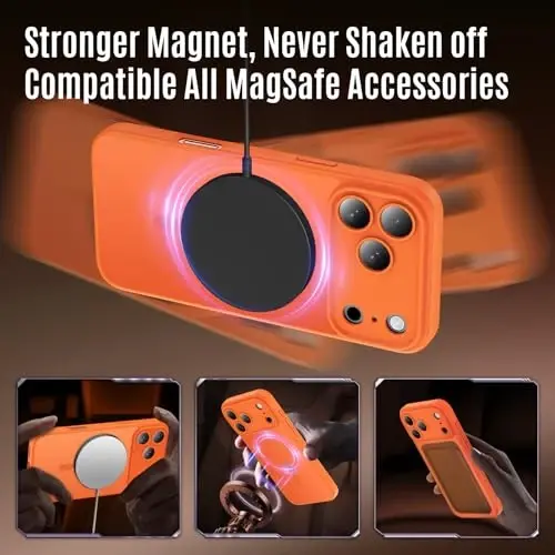 Symcele iPhone 17 Pro Max Kılıfı için Tasarlandı, Kozmik Turuncu | MagSafe ile Uyumlu, Kamera Koruması, [15FT Askeri Düşme Koruması] Darbeye Dayanıklı Yarı Saydam Mat Kaymaz Kılıf, 6.9