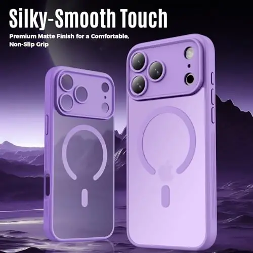 Symcele iPhone 17 Pro Max Kılıfı için Tasarlanmıştır, MagSafe ile Uyumlu, [Kamera Koruması] [15FT Askeri Düşme Koruması] Darbeye Dayanıklı Yarı Saydam Mat Kaymaz Kılıf, 6.9