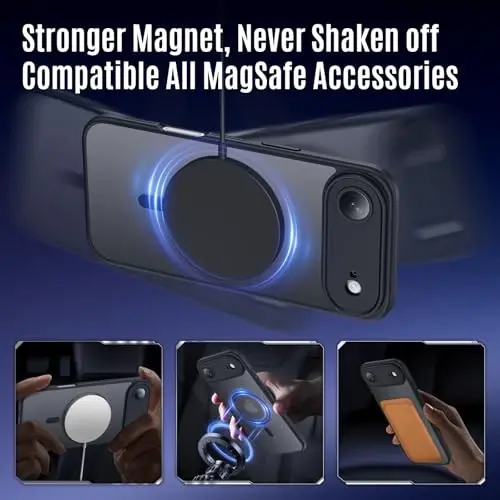 Symcele iPhone Air Kılıf için Tasarlandı, MagSafe ile Uyumlu, [Kamera Koruması] [15FT Askeri Düşme Koruması] Darbeye Dayanıklı Yarı Saydam Mat Kaymaz İnce İnce Telefon Kılıfı, 6.5