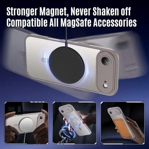 Symcele iPhone Air Kılıf için Tasarlandı, MagSafe ile Uyumlu, [Kamera Koruması] [15FT Askeri Düşme Koruması] Darbeye Dayanıklı Yarı Saydam Mat Kaymaz İnce Telefon Kılıfı, 6.5
