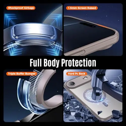 Symcele iPhone Air Kılıf için Tasarlandı, MagSafe ile Uyumlu, [Kamera Koruması] [15FT Askeri Düşme Koruması] Darbeye Dayanıklı Yarı Saydam Mat Kaymaz İnce Telefon Kılıfı, 6.5