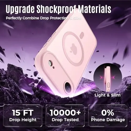 Symcele iPhone Air Kılıf için Tasarlandı, MagSafe Uyumlu, [Kamera Koruması] [15FT Askeri Düşme Koruması] Darbeye Dayanıklı Yarı Saydam Mat Kaymaz İnce Telefon Kılıfı, 6.5