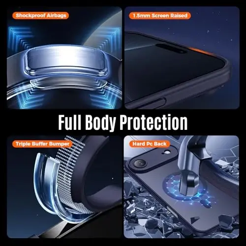 Symcele iPhone Air Kılıf için Tasarlanmış, MagSafe Uyumlu, [Kamera Koruması] [15FT Askeri Düşme Koruması] Darbeye Dayanıklı Yarı Saydam Mat Kaymaz İnce İnce Telefon Kılıfı, 6.5