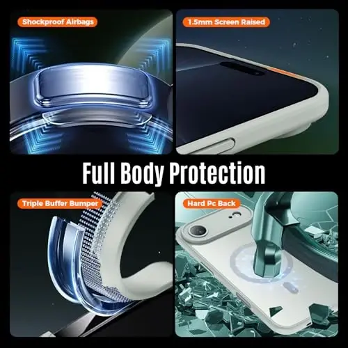 Symcele iPhone Air Kılıf, MagSafe Uyumlu, [Kamera Koruması] [15FT Askeri Sınıf Düşme Koruması] Darbeye Dayanıklı Yarı Saydam Mat Kaymaz İnce Telefon Kılıfı, 6.5