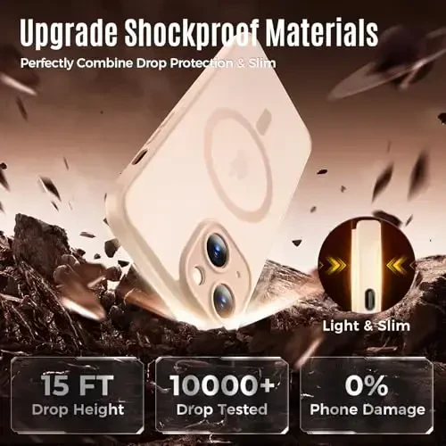 Symcele разработан для iPhone 15 Plus, совместим с MagSafe, с защитными пленками для экрана X2, [Защита камеры] [Военная защита от падения с высоты 15 футов] Противоударный чехол для телефона, 6,7