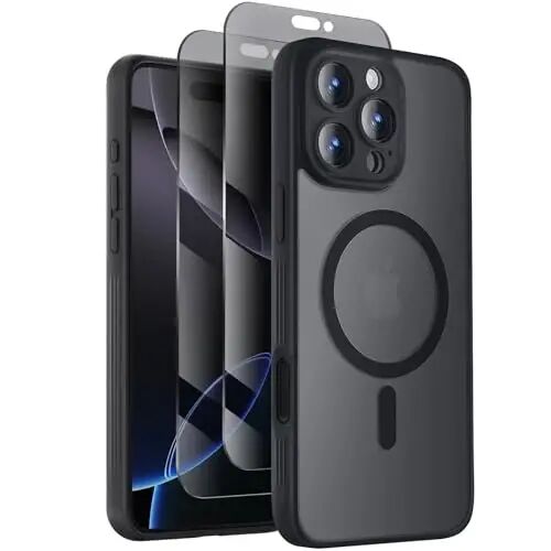 Symcele, разработанный для чехла iPhone 16 Pro Max, совместимый с MagSafe, с защитными пленками для экрана X2, [защита камеры] [15FT защита от падения с высоты в армии] Ударопрочный чехол для телефона, 2024, черный - SYMCELE