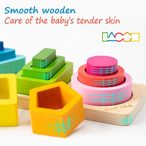 Symdiro Montessori Toys for 1 2 3 Year Old Boys Girls-Wooden Sorting & Stacking Toys for Baby Toddlers,Educational Shape Color Sorter Preschool Kids Gifts… - 22