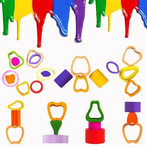 Symdiro Montessori Toys for 1 2 3 Year Old Boys Girls - Wooden Sorting & Stacking Toys for Kids - Toddler Toys Age 1-3 - Shape Sorter and Color Stacker Preschool Kids Gifts - 5