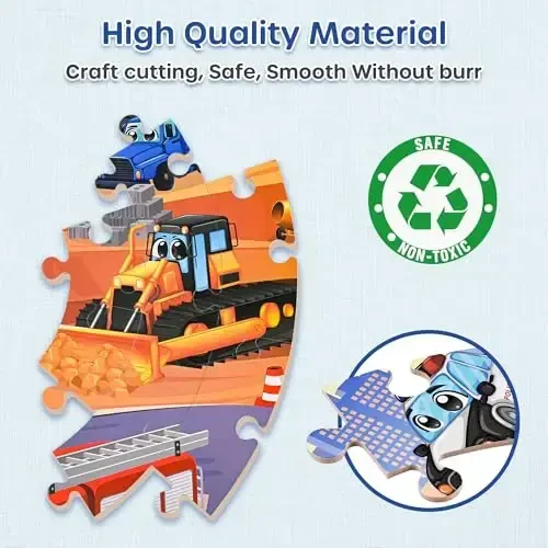 SYNARRY Vehicle Floor Puzzle for Kids Ages 3-5, Large 70 Piece Puzzle for Kids Ages 4-6, Preschool Toys Gifts for 3 4 5 6 7 8 Years Old Boys Girls Children - 3