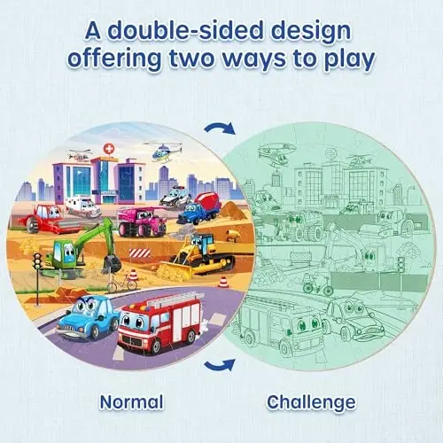 SYNARRY Vehicle Floor Puzzle for Kids Ages 3-5, Large 70 Piece Puzzle for Kids Ages 4-6, Preschool Toys Gifts for 3 4 5 6 7 8 Years Old Boys Girls Children, Easter Basket Stuffers for Boys Girls - 1
