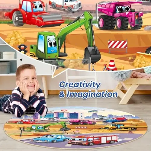 SYNARRY Vehicle Floor Puzzle for Kids Ages 3-5, Large 70 Piece Puzzle for Kids Ages 4-6, Preschool Toys Gifts for 3 4 5 6 7 8 Years Old Boys Girls Children, Easter Basket Stuffers for Boys Girls - 2
