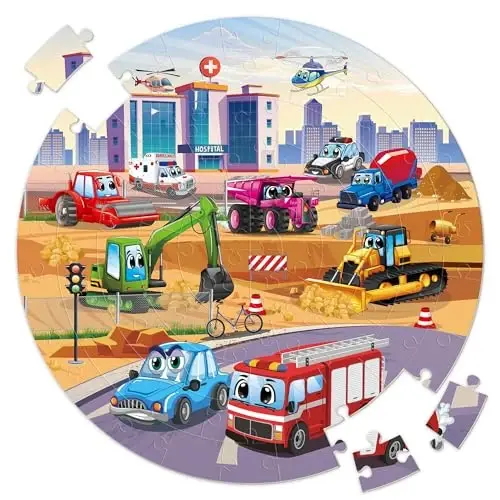 SYNARRY Vehicle Floor Puzzle for Kids Ages 3-5, Large 70 Piece Puzzle for Kids Ages 4-6, Preschool Toys Gifts for 3 4 5 6 7 8 Years Old Boys Girls Children, Easter Basket Stuffers for Boys Girls - 5