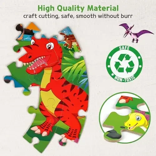 SYNARRY Floor Puzzles for Kids Ages 4-6, Large 70 Piece Dinosaur Puzzles for Toddlers Ages 2-4, Dinosaur Puzzles for Kids 4-8, Preschool Toys Gifts for 3 4 5 6 7 8 Years Old Toddlers Boys Girls Child - 4
