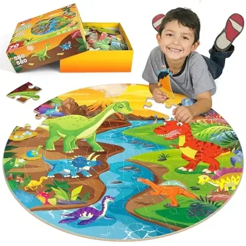 SYNARRY Floor Puzzles for Kids Ages 4-6, Large 70 Piece Dinosaur Puzzles for Toddlers Ages 2-4, Dinosaur Puzzles for Kids 4-8, Preschool Toys Gifts for 3 4 5 6 7 8 Years Old Toddlers Boys Girls Child - 1