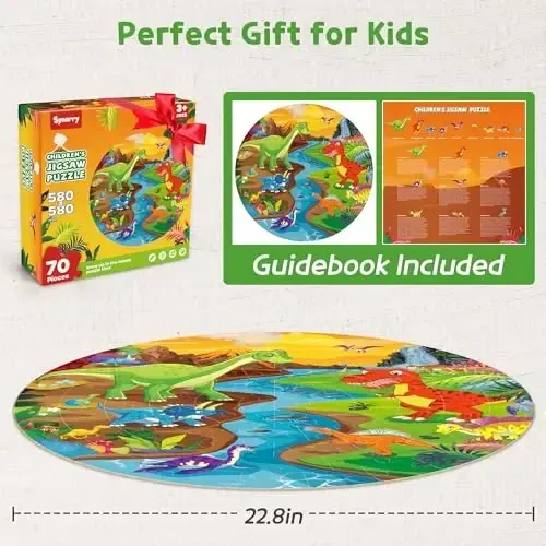 SYNARRY Floor Puzzles for Kids Ages 4-6, Large 70 Piece Dinosaur Puzzles for Toddlers Ages 2-4, Dinosaur Puzzles for Kids 4-8, Preschool Toys Gifts for 3 4 5 6 7 8 Years Old Toddlers Boys Girls Child - 6