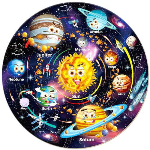 SYNARRY Quyosh tizimi pol puzllari 4-8 yoshli bolalar uchun, katta 70 qismli jigo puzllari 4-6 yoshli bolalar uchun, kosmos sayyora astronavt o'yinchoq sovg'a puzllari 3-5 5-7 8-10 yoshli chaqaloqlar o'g'il qiz bolalar uchun - SYNARRY (1)