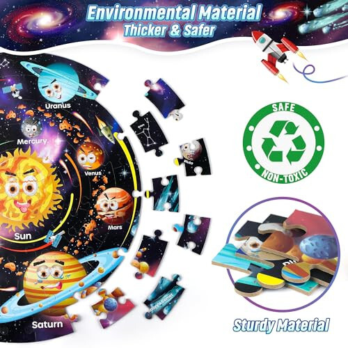 SYNARRY Solar System Floor Puzzles for Kids Ages 4-8, Large 70 Piece Jigsaw Puzzles for Kids Ages 4-6, Space Planet Astronaut Toys Gifts Puzzles for 3-5 5-7 8-10 Years Old Toddlers Boys Girls Children - 7