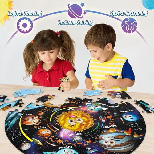 SYNARRY Solar System Floor Puzzles for Kids Ages 4-8, Large 70 Piece Jigsaw Puzzles for Kids Ages 4-6, Space Planet Astronaut Toys Gifts Puzzles for 3-5 5-7 8-10 Years Old Toddlers Boys Girls Children - 8