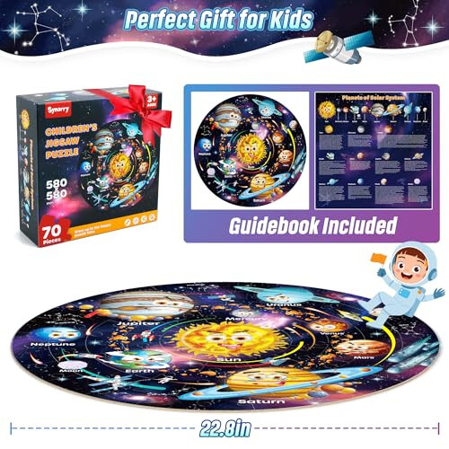 SYNARRY Solar System Floor Puzzles for Kids Ages 4-8, Large 70 Piece Jigsaw Puzzles for Kids Ages 4-6, Space Planet Astronaut Toys Gifts Puzzles for 3-5 5-7 8-10 Years Old Toddlers Boys Girls Children - 9