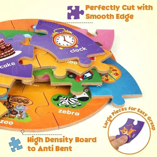 SYNARRY Wooden Number and Alphabet Puzzles for Kids Ages 3-5, ABC Learning for Toddlers Ages 3+, Preschool Activities Letter Puzzles Montessori Educational Toys Gifts for 4-8 Year Old Boys Girls - 5