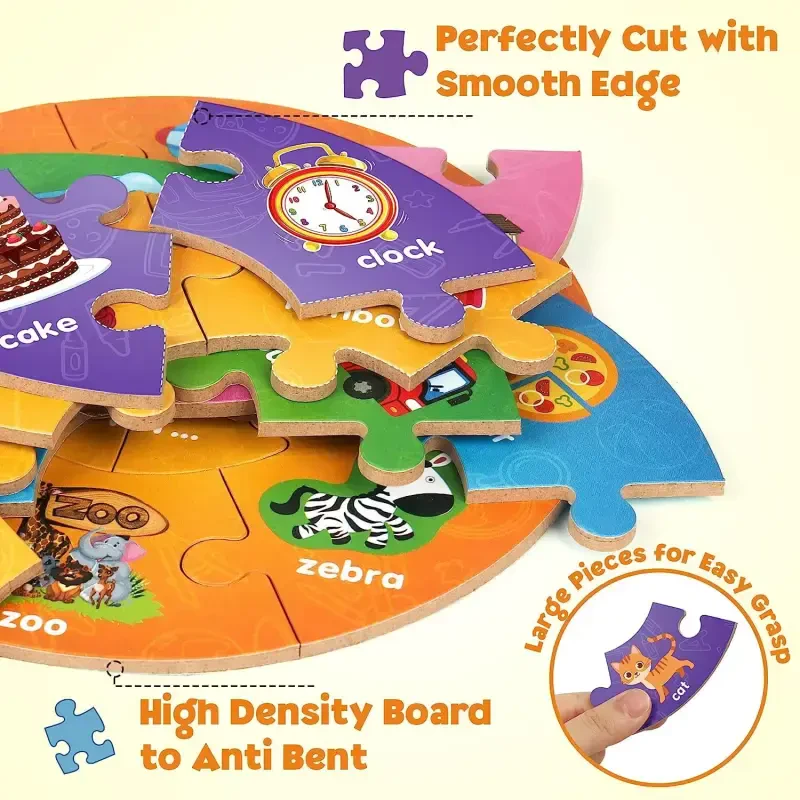 SYNARRY Wooden Number and Alphabet Puzzles for Kids Ages 3-5, ABC Learning for Toddlers Ages 3+, Preschool Activities Letter Puzzles Montessori Educational Toys Gifts for 4-8 Year Old Boys Girls - 5