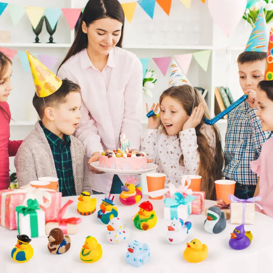 SYNCFUN 120 dona rezina o'rdaklar, bolalar uchun mini rezina o'rdak o'yinchoqlari, mesh sumka, tug'ilgan kun sovg'alari. - 2