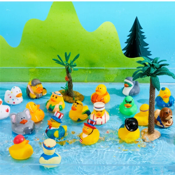 SYNCFUN 120 Pcs Rubber Ducks, Mini Rubber Duckie Toys with Mesh Carry Bag for Kids Baby Bath Shower Toys, Birthday Gifts, Summer Beach Pool Activity, Party Favors - 12