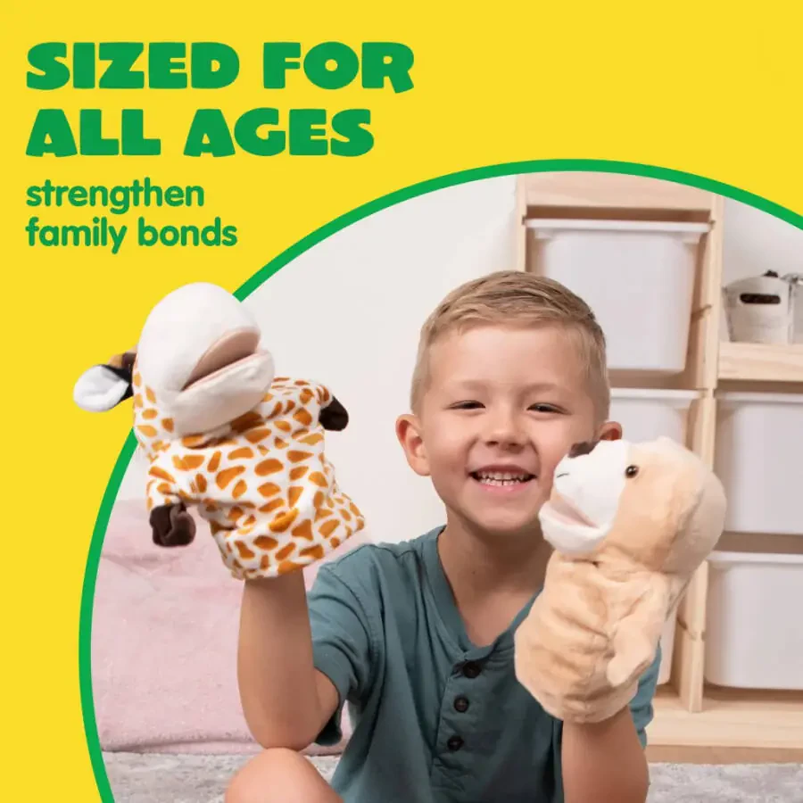 SYNCFUN 6Pcs Kids Hand Puppet with Mouth, Toddler Animal Plush Toy for Show Theater, Birthday Gifts, Easter Basket Stuffers - 4