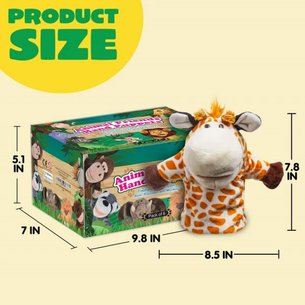 SYNCFUN 6Pcs Kids Hand Puppet with Mouth, Toddler Animal Plush Toy for Show Theater, Birthday Gifts, Easter Basket Stuffers - 5