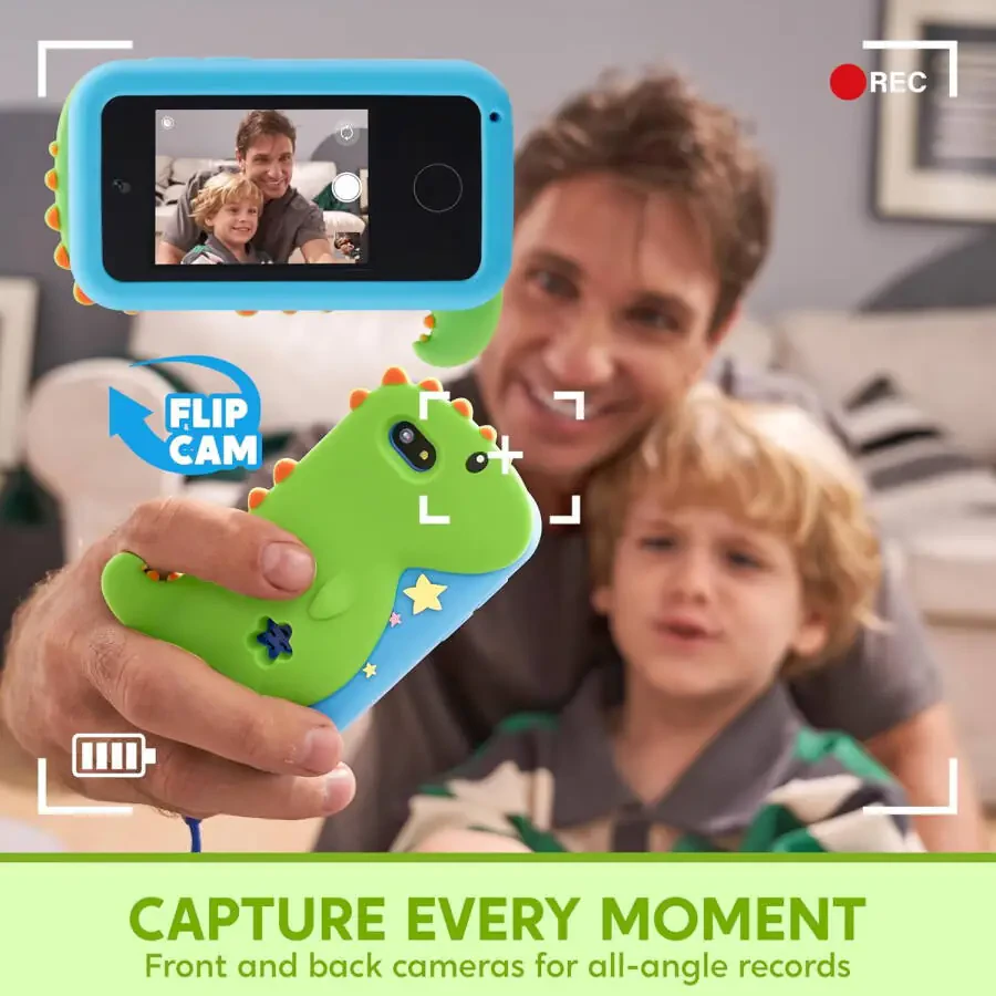 Joyfy Kids Smart Phone for Boys Kids Toys, Toddler Phone Toys with Dual Camera, Game, Music Player, Alarm Clock, 8GB Card, Best Christmas Birthday Gift for 3-11 Year Old(Dinosaur) - 7